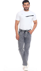 Men’s Charcoal Grey Elastic Waist Denim Joggers Jeans
